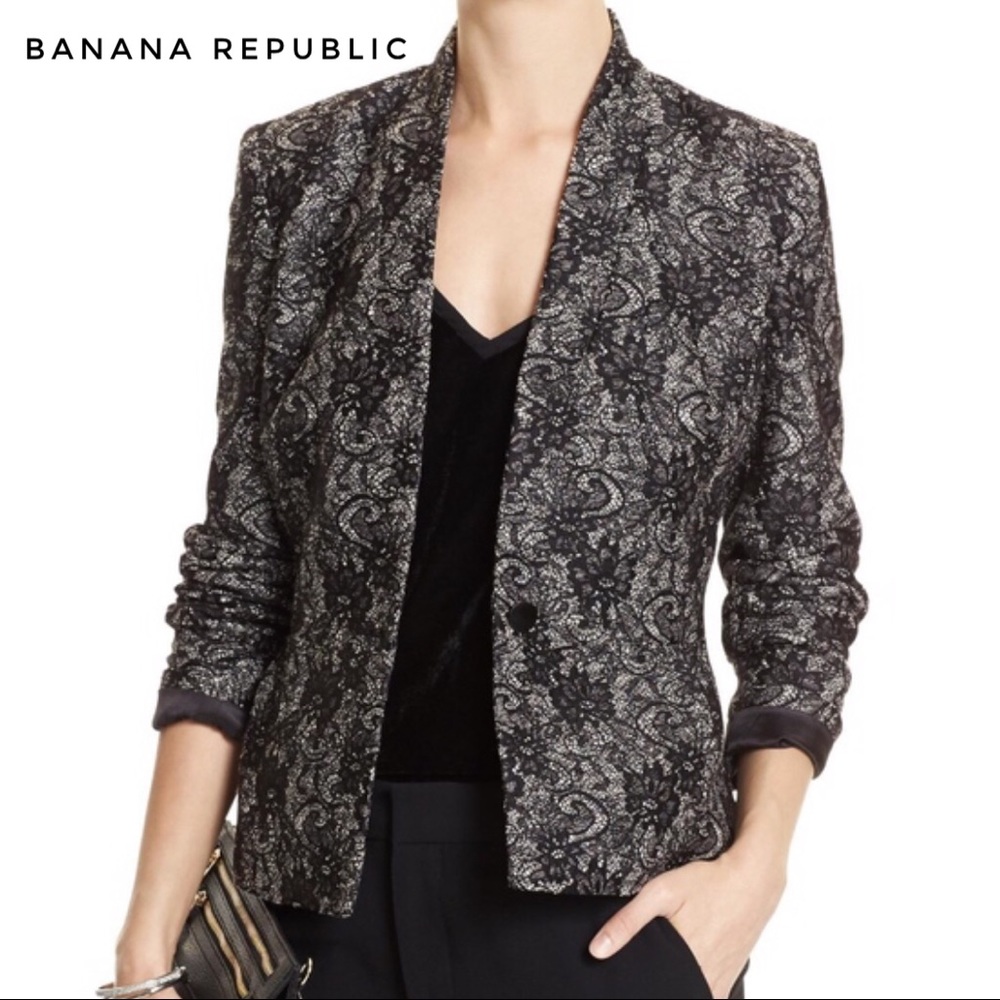 Banana Republic Lace Peplum Novelty Blazer Jacket